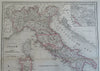 Italy Corsica Sardinia Naples Rome Malta 1876 Otterloo scarce large Dutch map