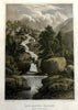 White Mountains Silver Cascade New Hampshire 1850 Meyer hand color fine print