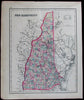 New Hampshire 19th century state map 1877 O.W. Gray old hand color map scarce