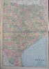 Texas State Map 1888 Cram large 2 sheet detailed color near wall size map