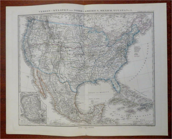 United States Mexico Caribbean Islands Mexico City 1875 Stulpnagel detailed map