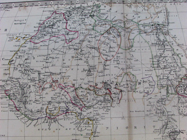 Africa "Nigritia" unexplored lands Cape Colony Soudan 1868 old Johnston map