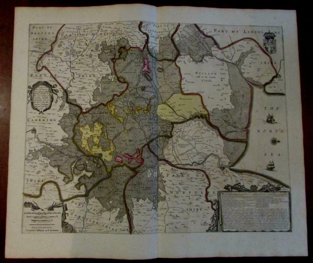 England Norfolk Suffolk Lincolne counties Fennes Ely c.1700 Valk Schenk map