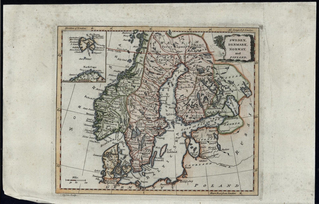 Sweden Denmark Norway Finland 1779 antique Kitchin fine engraved hand color map