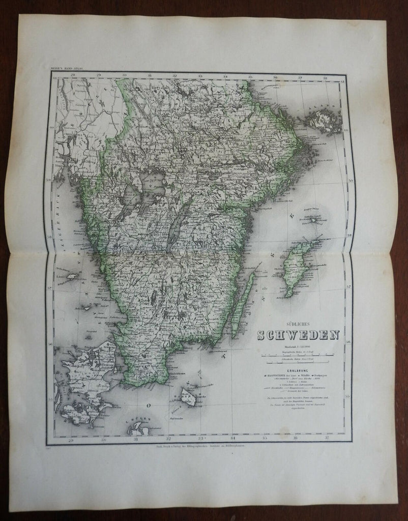 Southern Sweden Scandinavia Gotland Stockholm Malmo 1873 Ravenstein map