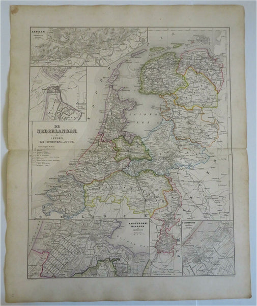 Netherlands Holland Zealand Friesland 1876 Otterloo scarce large Dutch map