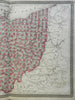 Ohio state map Cincinnati Cleveland Toledo 1870 A.J. Johnson Scarce Issue map