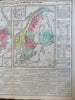 Denmark Sweden Norway Iceland Scandinavia 1821 Carey hand color historical map