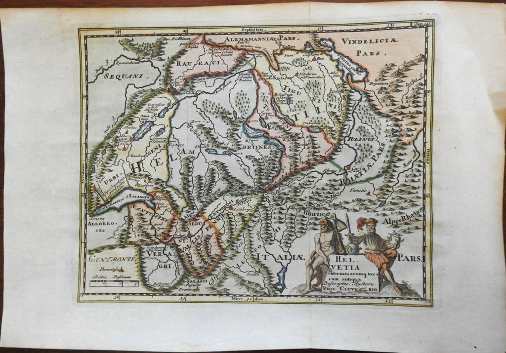 Switzerland Ancient World Roman Empire Helvetia 1729 Paulus decorative map