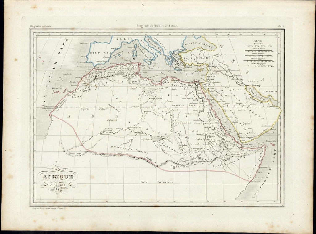 Northern Africa mythical Mts. of Moon 1846 uncommon antique color map