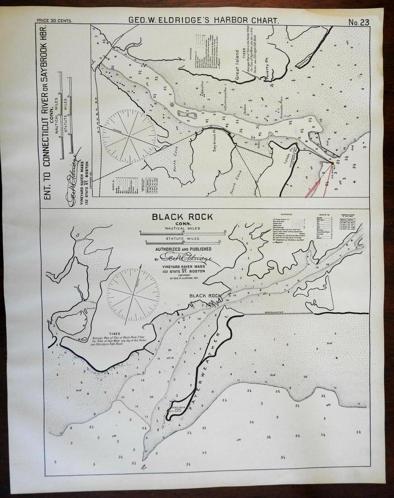 Black Rock Connecticut 1901 Eldridge detailed coastal nautical survey