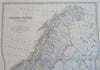 Scandinavia Sweden Norway Oslo Stockholm Bergen 1865 Johnston large folio map