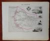 Senegal West Africa French Colony Goree St. Louis 1850 Villerey decorative map