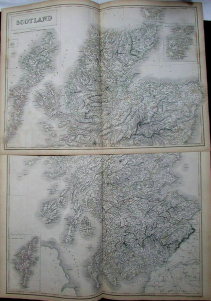 Scotland Orkney Shetland 1844 huge 2 sheet antique Black Hughes Hall map