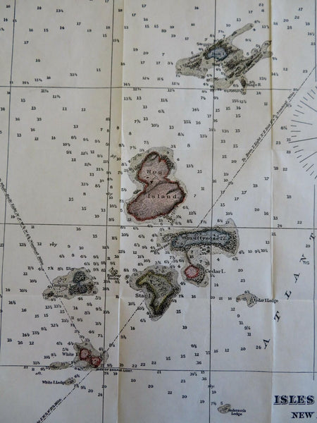 Isles of Shoals Smuttynose Hog Island New Hampshire c. 1870's coastal survey map