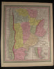Chile Uruguay North Patagonia Buenos Aires 1850 antique fine Cowperthwait map