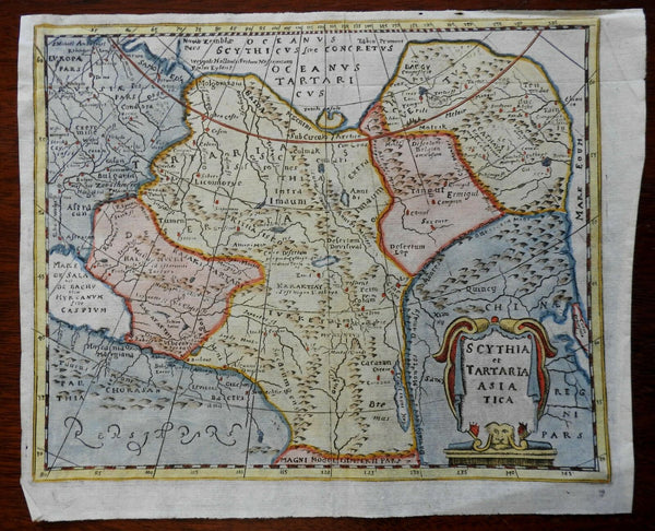 Central Asian Steppe Arabia Korea Japan Scythia Tartary 1694 scarce color map