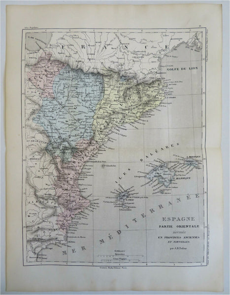 Iberia Spain Barcelona Balearic Islands Basque Country c. 1855 Dufour map