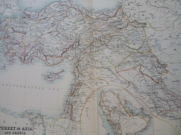 Eastern Ottoman Empire Syria Armenia Arabia 1890 scarce folio Scribner-Black map