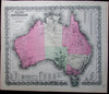 Australia NSW interior details 1864 scarce Colton map variant version