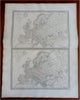 Charlemagne & Charles V Holy Roman Empire 1831 Lapie large folio historical map