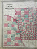 Iowa & Nebraska American Midwest c. 1870 A.J. Johnson scarce issue map