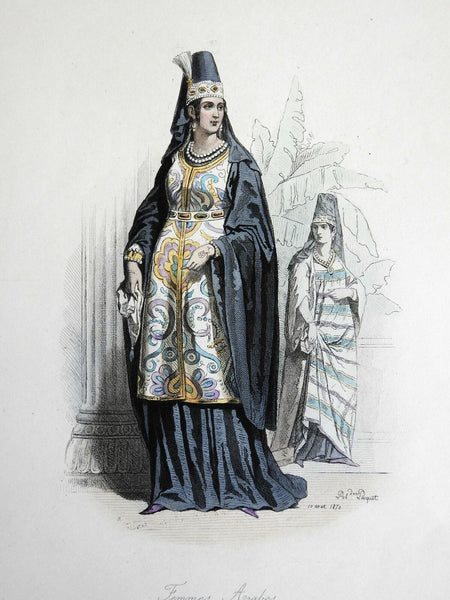 Arabian Woman Costume Print Noble Dress Female Fashion 1860 Paquet lovely print