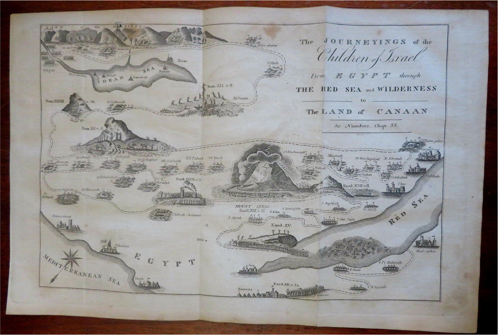 Exodus Egypt Holy Land Mount Sinai Red Sea c. 1814-16 Bower pictorial map
