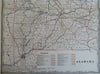 Alabama Huntsville Mobile Birmingham Montgomery c. 1880's-90 Cram large map