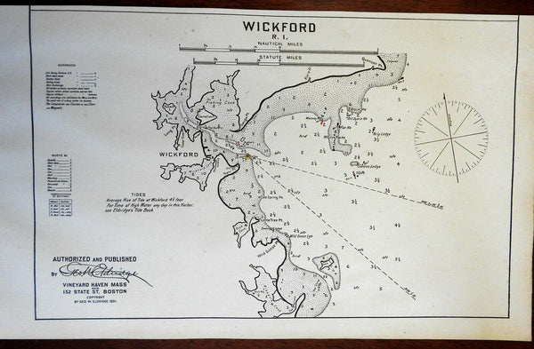 Wickford Rhode Island 1901 Eldridge detailed coastal nautical survey