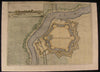 Gravelines Northern France Aa River 1673 antique Priorato hand color city plan