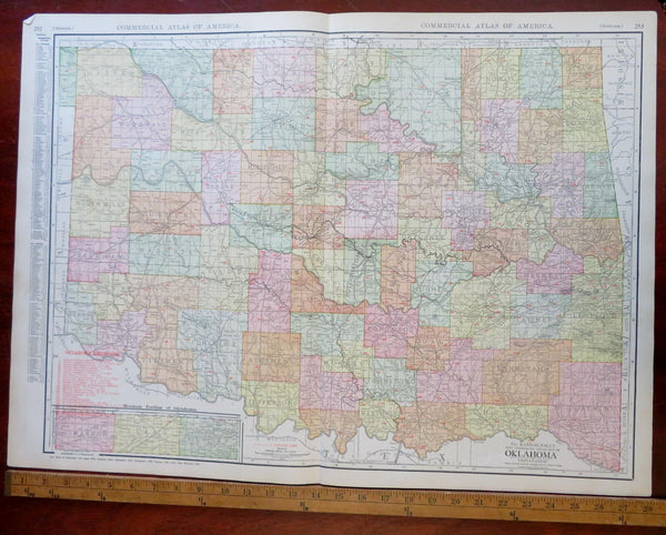 Oklahoma Tulsa Norman Oklahoma City Broken Arrow 1912 scarce huge Commercial Map