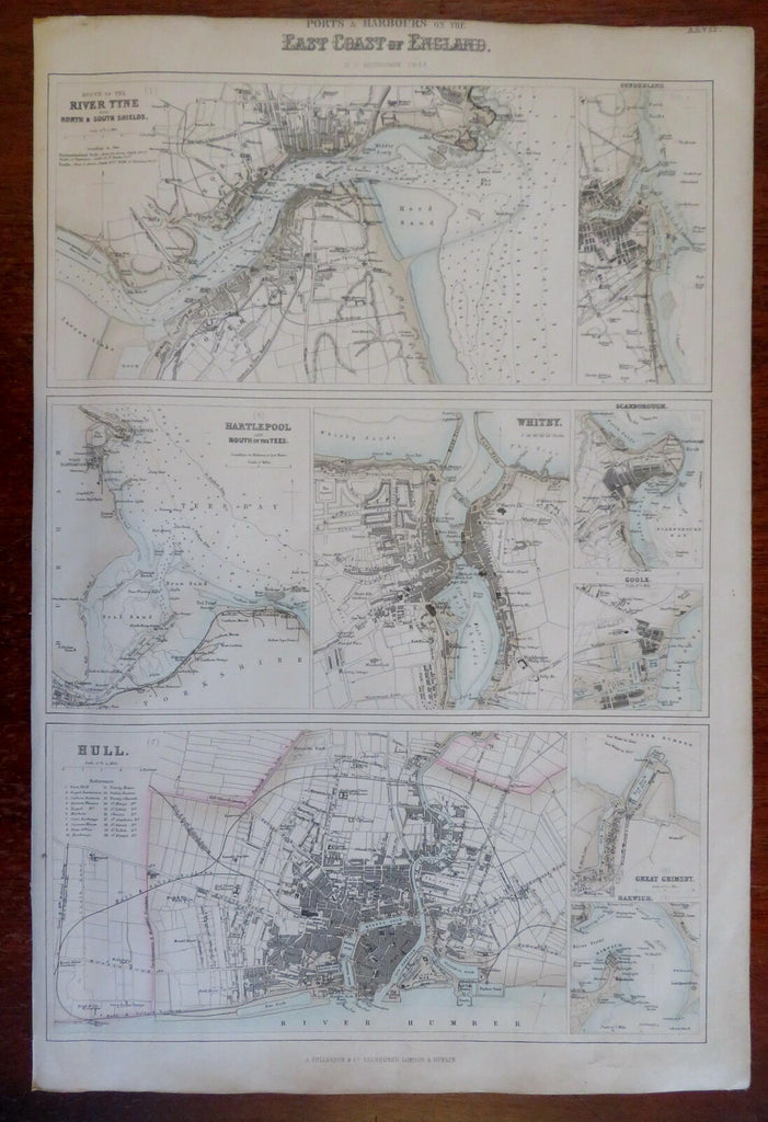 Eastern England Harbor Towns Hull Hartlepool Whitey c. 1855-60 Fullarton map