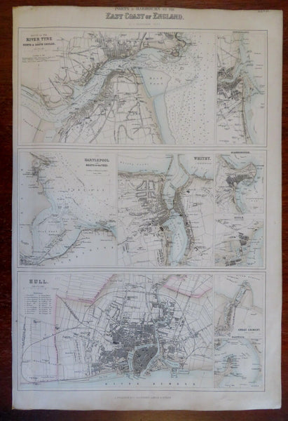 Eastern England Harbor Towns Hull Hartlepool Whitey c. 1855-60 Fullarton map