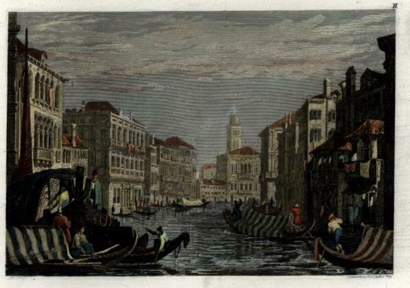 Grand Canal Venice Italy Venezia Italia c.1850 engraved view print hand color