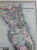 Florida state Panama Nicaragua Proposed Canals Bermuda 1889 Bradley huge old map