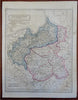 Poland & East Prussia Polen Warsaw 1860's Biller engraved hand colored map