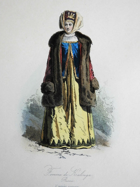 Russian Woman from Kaluga Costume Print Winter Clothes 1860 Paquet print