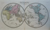 World Map in Double Hemispheres Africa Australia c. 1870 Fosset large map