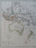 Oceania Australia New Zealand Indonesia Polynesia Hawaii 1846 Dussieux map