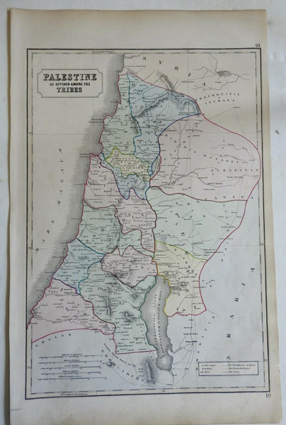 Holy Land Palestine Israel Twelve Tribes Jerusalem 1855 Philip Historical map
