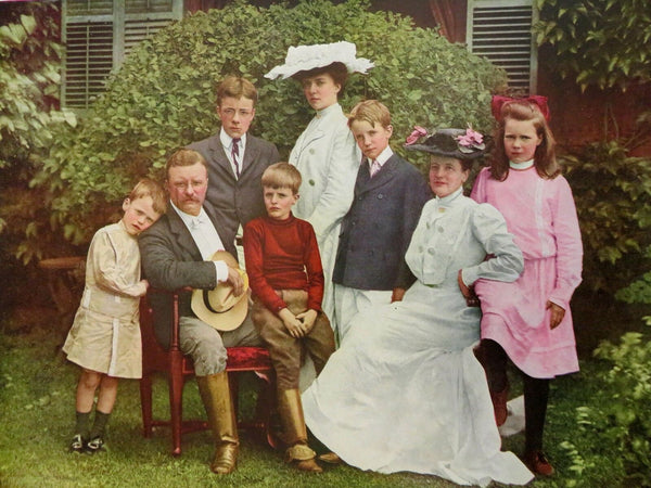 Teddy Roosevelt & Family Boston Herald Portrait 1904 rare colorful print