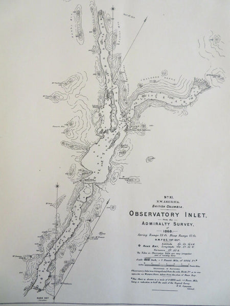 Observatory Inlet British Columbia 1903 Hoen historical map Alaska Tri ...