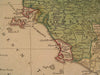 Central Italy Tuscany Papal States Italia 1748 antique Homann old hand color map