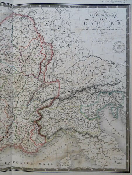 Gallic Tribes Ancient Europe Gaul Rome 1824 Brue large detailed map ha ...