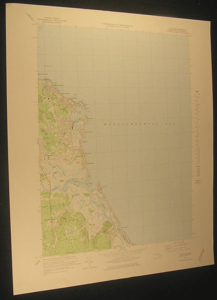 Scituate Massachusetts Cranberry Bog Sea View 1978 antique color lithograph map