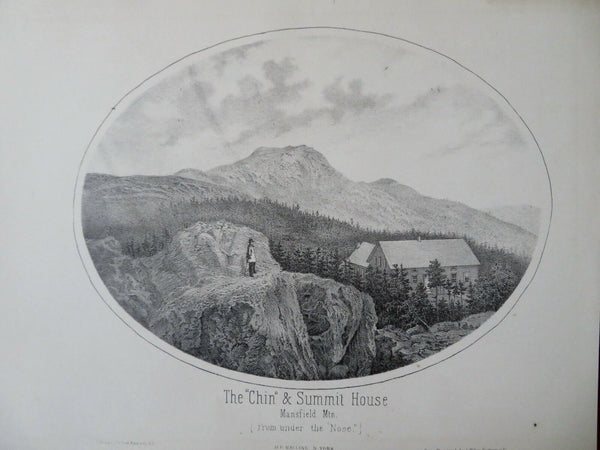 Mount Mansfield Summit House Landscape View Vermont 1861 Walling litho print