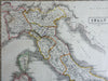 Italian States Lombardy Tuscany Papal States Sicily Sardinia 1846 scarce map