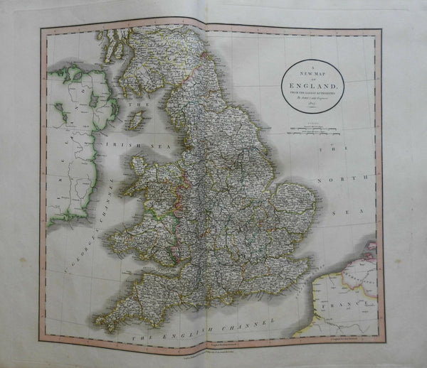 England Wales York Cornwall Kent Norfolk Cumberland London 1807 Cary folio map