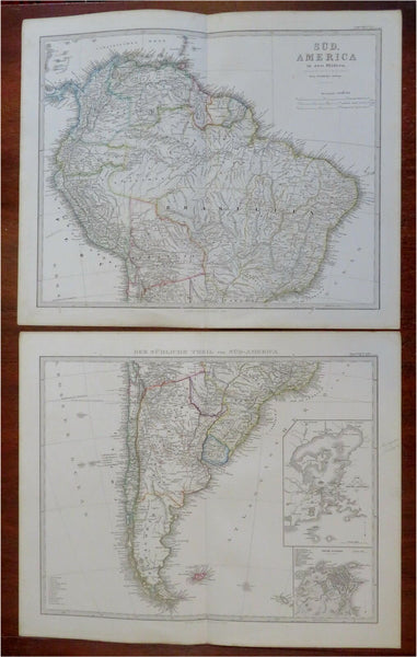 South America Brazil Peru Venezuela Chile 1869 Stulpnagel detailed 2 sheet map